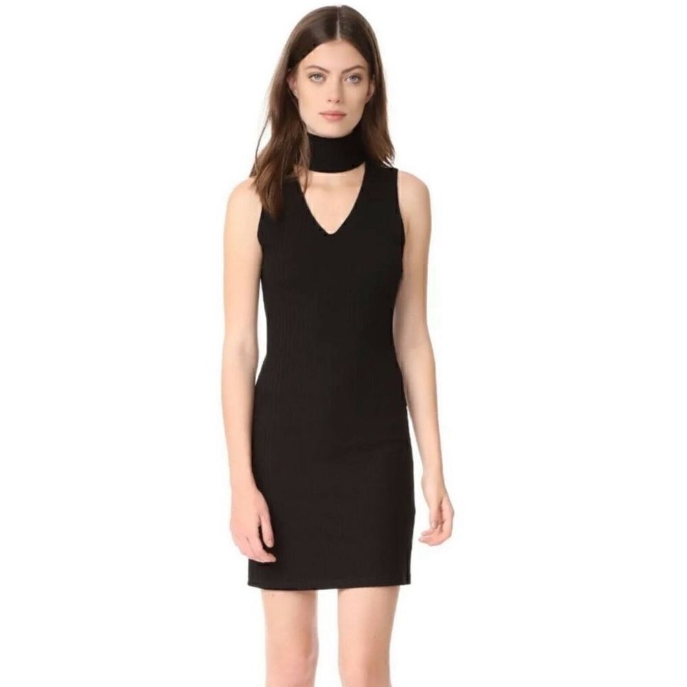 LNA Black Ribbed Choker Dress